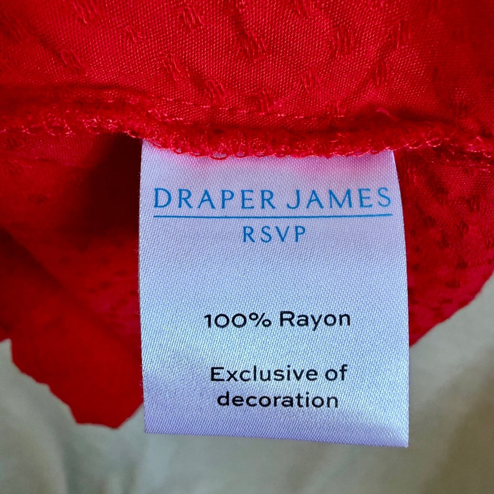 Draper James RSVP Red Smocked Yoke Flutter Sleeve Blouse Womens Plus Size 3X - Picture 5 of 6